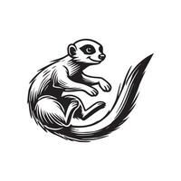 A black and white drawing of a meerkat vector