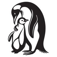 Simple King Penguin Silhouette - Black and White Bird Drawing vector