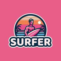 surfer logo with a combination of a man vector