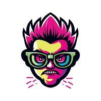 geek man face with sunglases vector