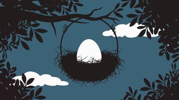 Wildlife Photography Bird's Nest, Bird's Nest with Single Egg vector
