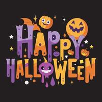 Happy Halloween Graphic with Playful and Colorful Elements vector