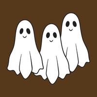 Friendly ghost characters in a fun, playful style illustration vector