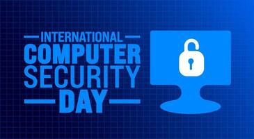 International Computer Security Day background or banner design template is observed every year in November. Holiday concept. Template for card, poster, placard, template. vector