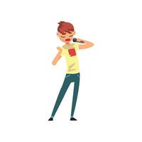 Man singing a song, singer with microphone, pop singer Illustration vector