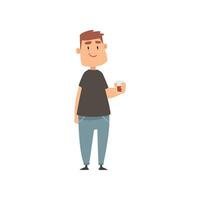 Smiling man with glass of wine in his hand, guy character drinking alcohol Illustration vector
