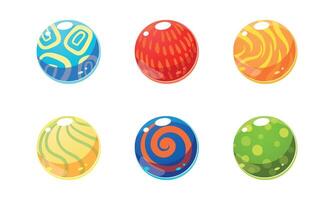 Colorful glossy balls set, bright shiny spheres, user interface assets for mobile apps or games Illustration vector
