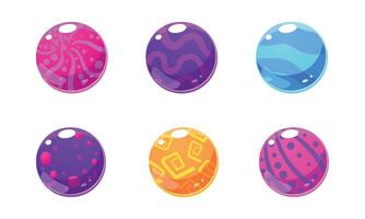 Collection of glossy balls, colorful spheres, user interface assets for mobile apps or games Illustration vector