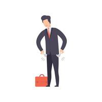 Unemployed man with empty pockets, office worker fired from job, male job seeker Illustration vector