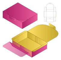 Box packaging with die cut template with 3d mock-up vector