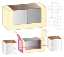 Box with plastic window packaging die cut template design. 3d mock-up vector