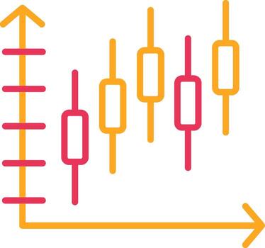 curva de campana en el icono de dos colores de la línea gráfica vector