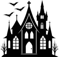 Mysterious Gothic House Silhouette Available on EPS File vector
