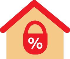 Fixed rate mortgage icon. Fixed and high interest rate sign. Fix interest rate symbol. Locked percentage logo. flat style. vector