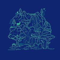 concept of world environment day campaign, graphic of waterfall presented by outlined style vector