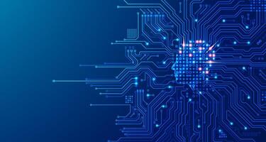 concept of deep learning or machine learning, graphic of artificial intelligence combined with circuit board vector