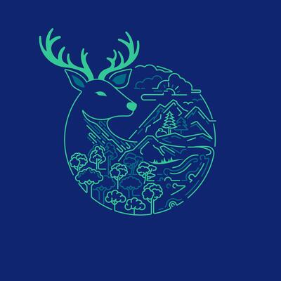 concept of animal reserve or world wildlife day campaign, graphic of deer shape with rainforest element inside