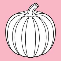 A pumpkin on a pink background with a black outline vector