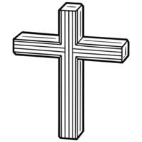 A black and white drawing of a cross vector