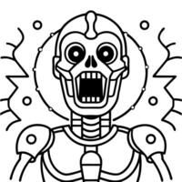 A robot with a big mouth and eyes is shown in this coloring page vector