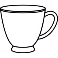 A cup of coffee is shown in a line drawing vector