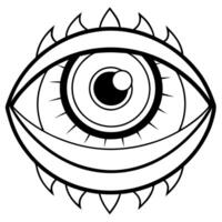 An eye with a black and white outline vector