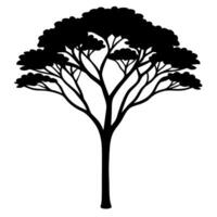 A black silhouette of a tree with leaves vector