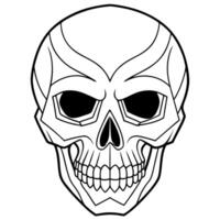 A skull coloring page with a black and white outline vector