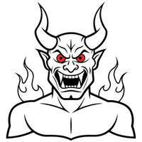 A devil head with red eyes and flames vector