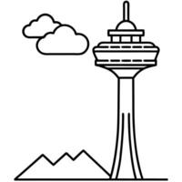 The city of calgary tower is shown in a line drawing vector