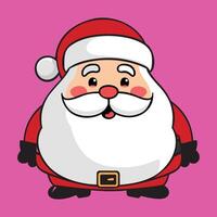 adorable cartoon-style Santa Claus is round and cheerful, with a big, fluffy white beard and a happy smile vector