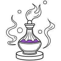 A potion bottle with smoke coming out of it vector