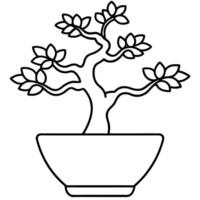 Bonsai tree in a pot coloring page vector