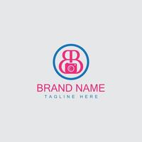 Letter B and camera monogram logo with template vector