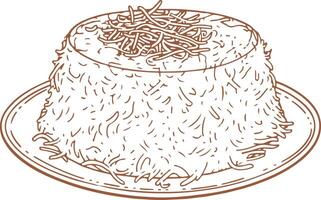 Vintage outline Kunafa dish vector