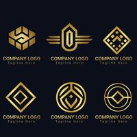 A set of company logo design with gradient color black background vector