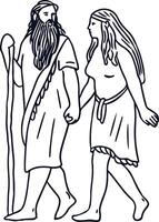 Couple neanderthal Walking vector