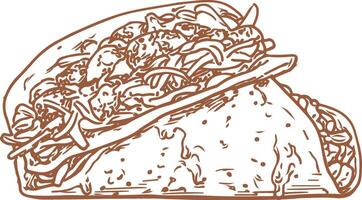 Vintage outline Shawarma dish vector