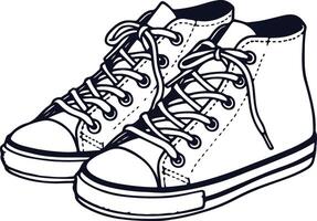 hightop sneakers outline vector