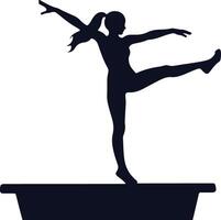 Female Gymnastics On Balance Beam Silhouette vector