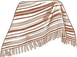 A striped blanket with fringes on it vector