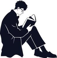 Man Reading Book Silhouette vector