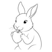 A bunny eating an apple coloring page vector