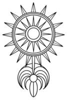 A sun and star design in black and white vector