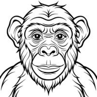 Monkey head coloring pages vector