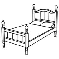 A bed with two posts and a headboard vector