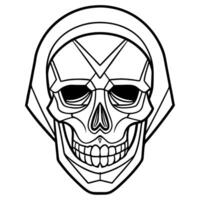 A skull with a hood on it coloring page vector