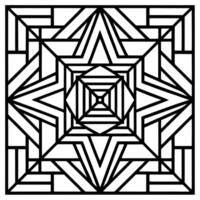 A black and white geometric design coloring page vector