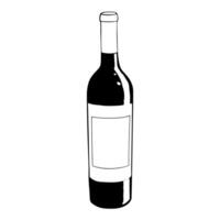 A black and white drawing of a bottle of wine vector