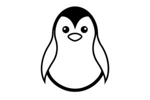 A penguin is shown in a simple line drawing vector
